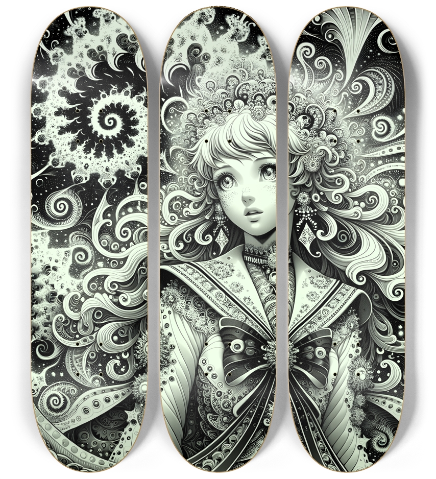 B&W Fractal Woman #94 3 Deck Wall Series