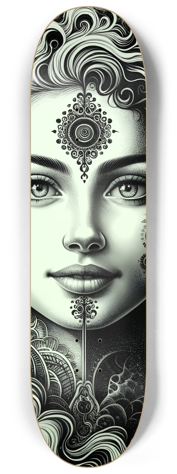 B&W Fractal Woman #103 #1 8-1/4 Skateboard Deck