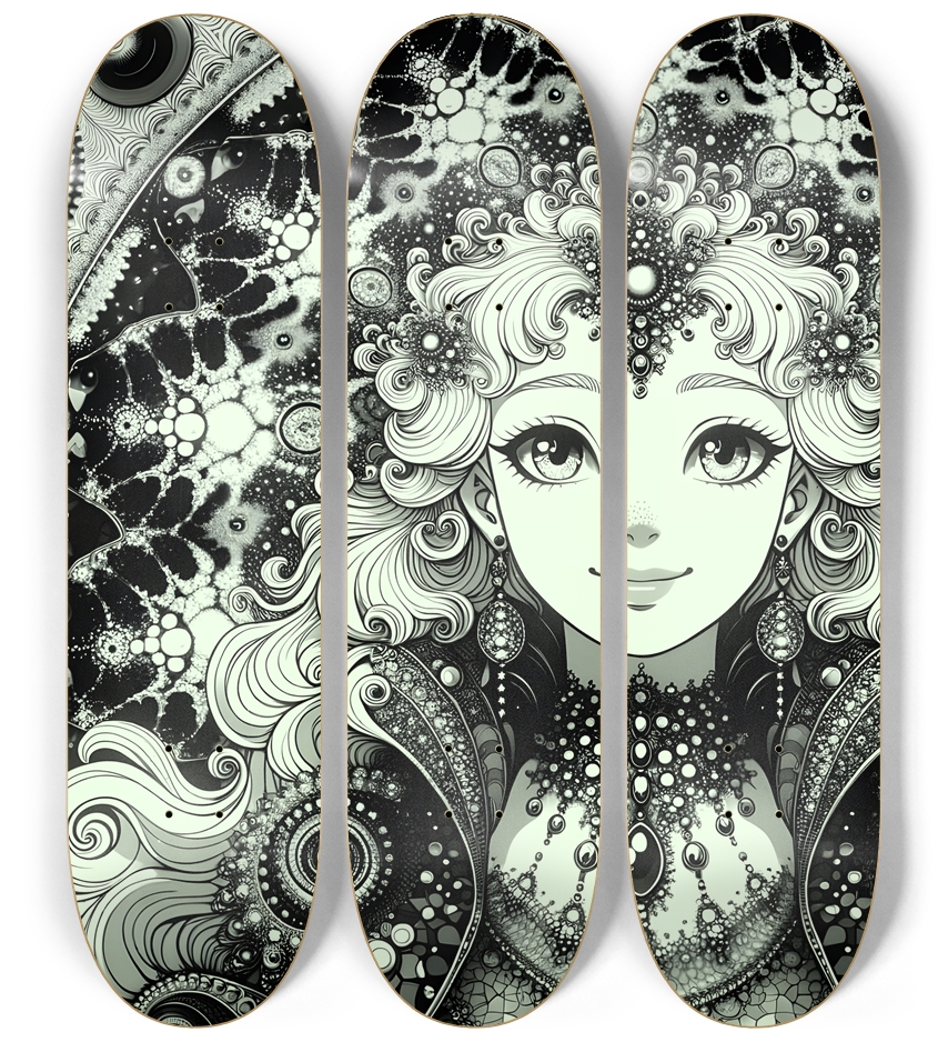 B&W Fractal Woman #76 3 Deck Wall Series