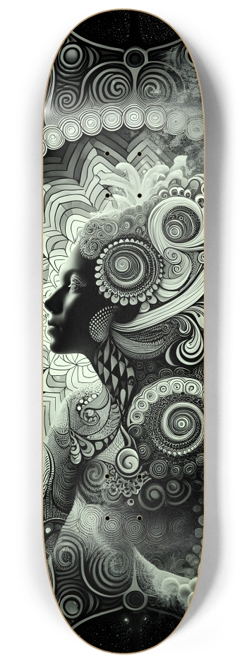 B&W Fractal Woman #92 #2 8-1/4 Skateboard Deck