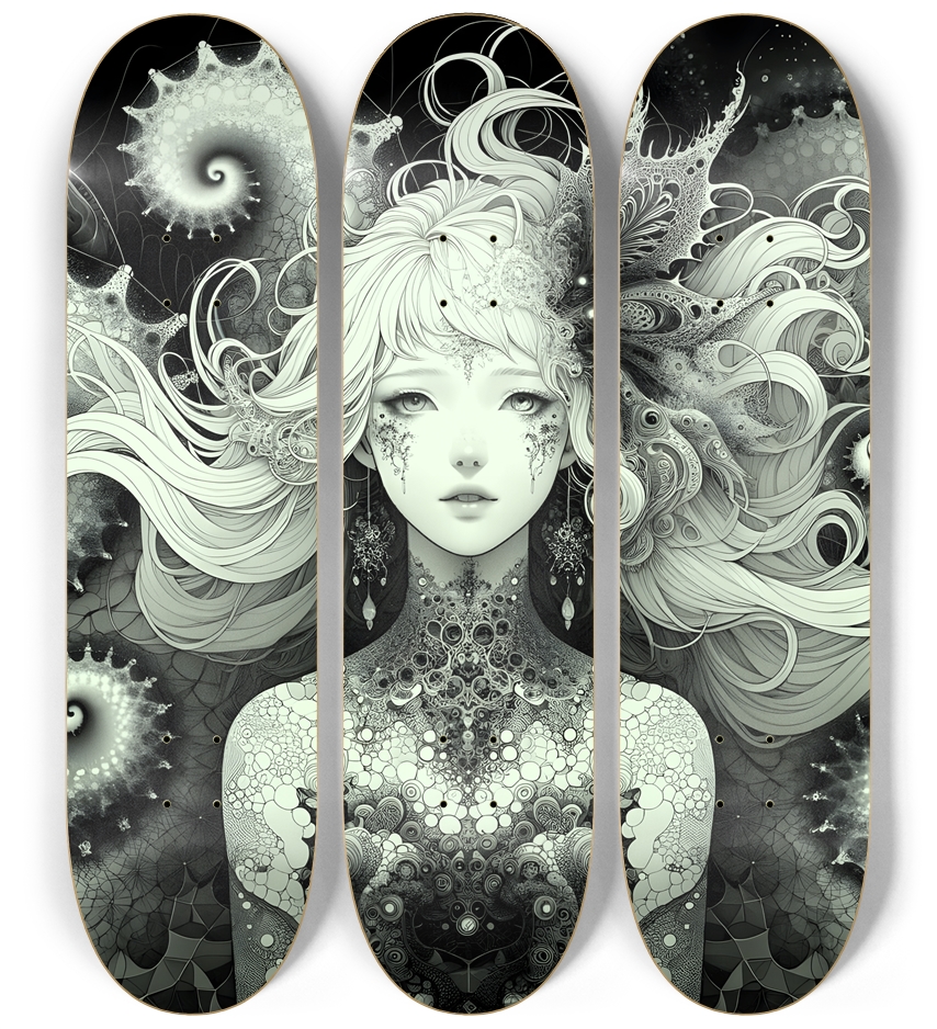 B&W Fractal Woman #110 3 Deck Wall Series