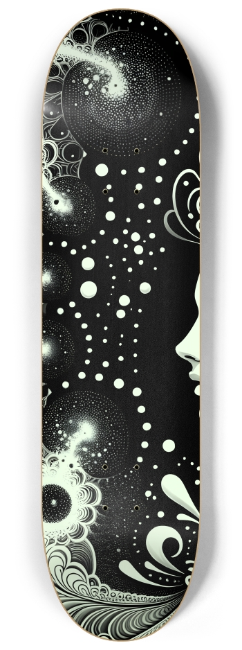 B&W Fractal Woman #87 #2 8-1/4 Skateboard Deck