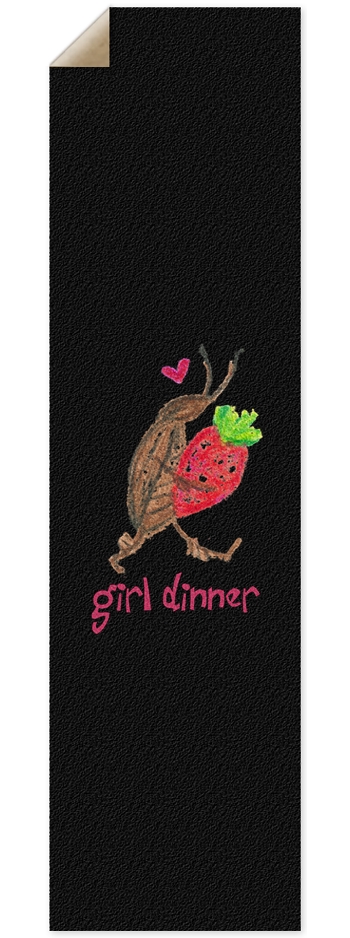 Girl Dinner Cockroach and Strawberry Custom Hand Drawn Skate Deck Grip Tape 9 x 33 Inch Griptape