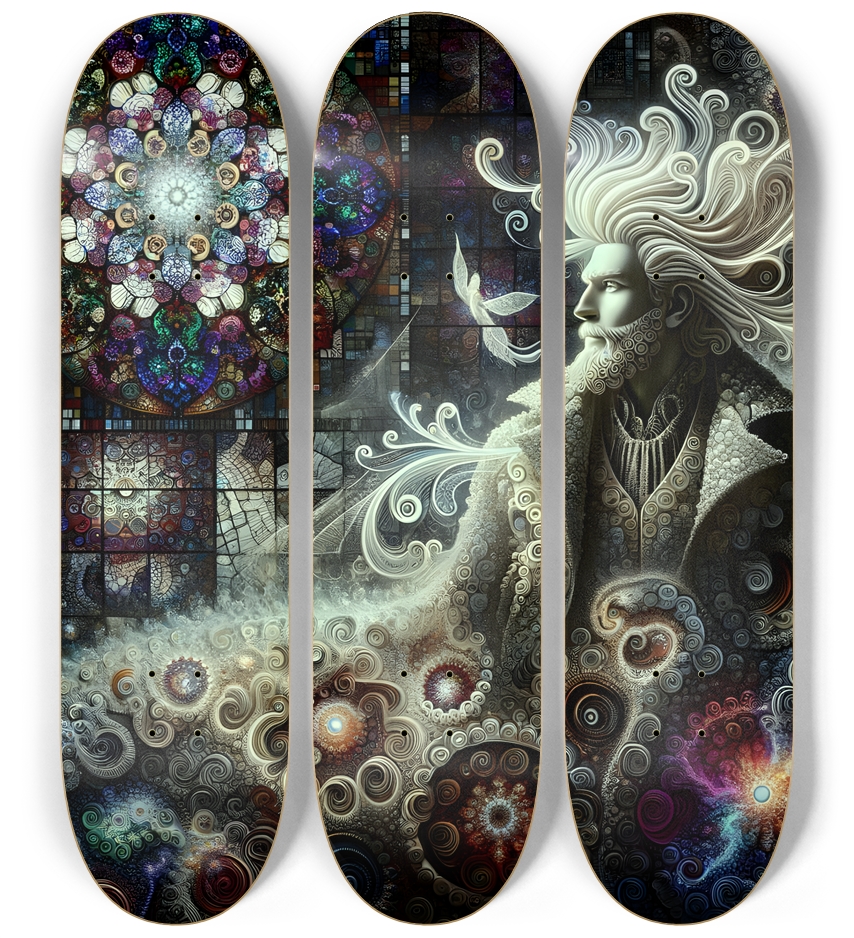 B&W Fractal Man #93 3 Deck Wall Series