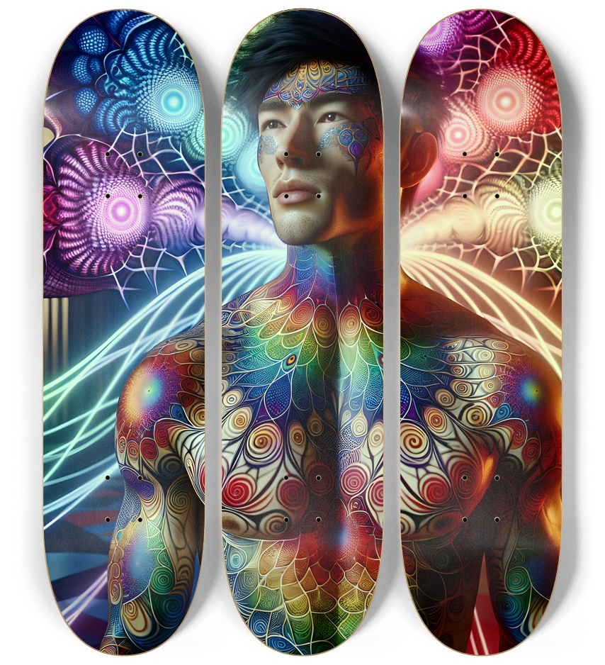 Gay Fractal Japanese Man #23 3 Deck Wall Series