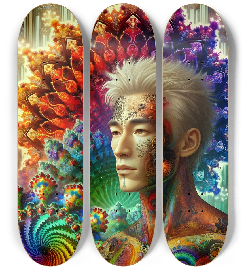 Gay Fractal Japanese Man #1 3 Deck Wall Series