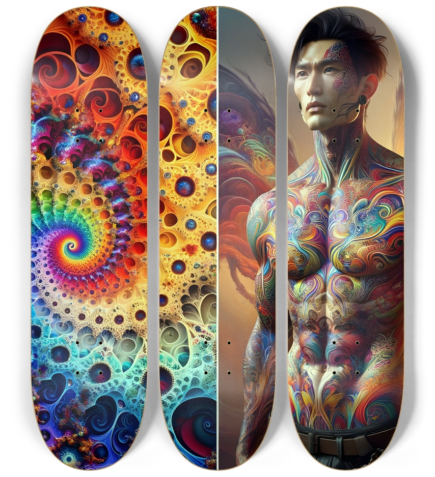 Gay Fractal Japanese Man #11 3 Deck Wall Series