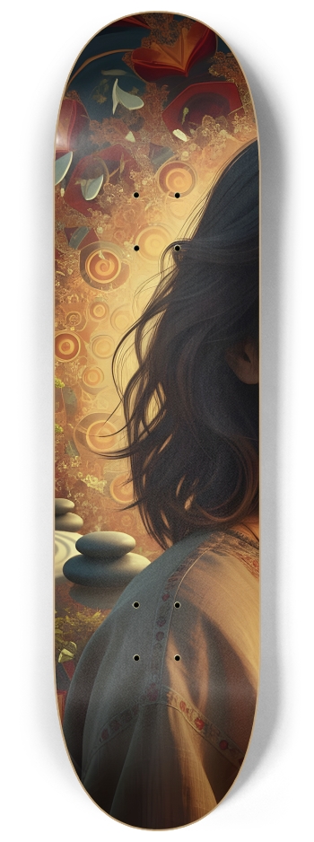 Japanese Woman & Fractal Zen #27 #1 8-1/4 Skateboard Deck