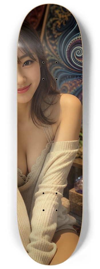 Japanese Woman & Fractal Zen #29 #2 8-1/4 Skateboard Deck