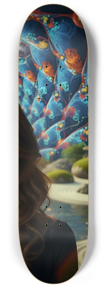 Japanese Woman & Fractal Zen #1 #3 8-1/4 Skateboard Deck