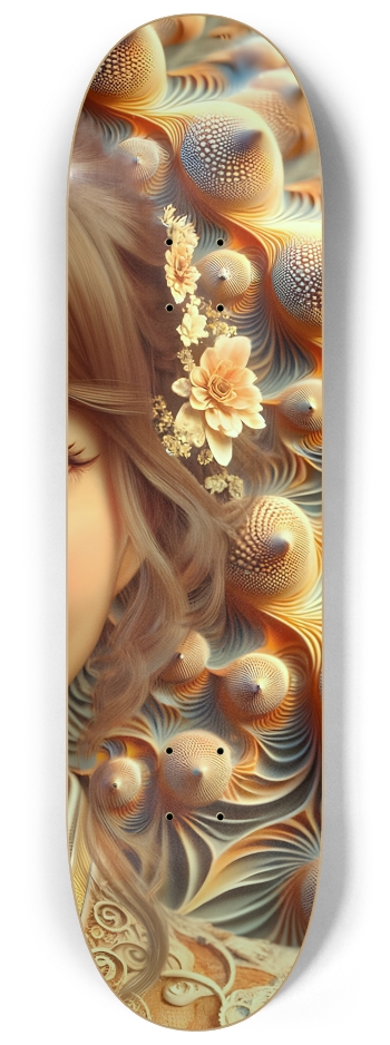 Japanese Woman & Fractal Zen #23 #3 8-1/4 Skateboard Deck