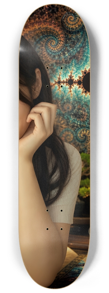 Japanese Woman & Fractal Zen #10 #2 8-1/4 Skateboard Deck