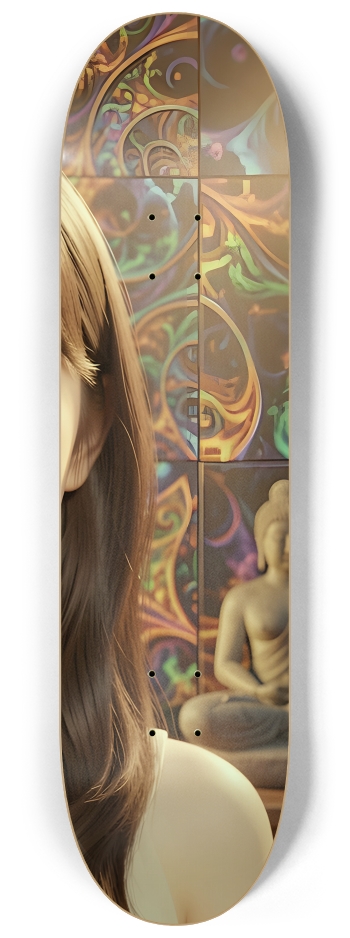 Japanese Woman & Fractal Zen #12 #3 8-1/4 Skateboard Deck