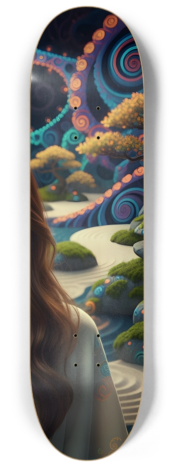 Japanese Woman & Fractal Zen #14 #3 8-1/4 Skateboard Deck