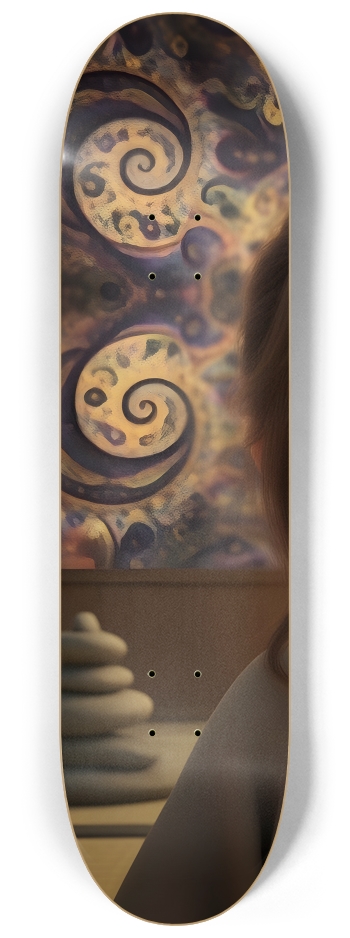 Japanese Woman & Fractal Zen #22 #1 8-1/4 Skateboard Deck
