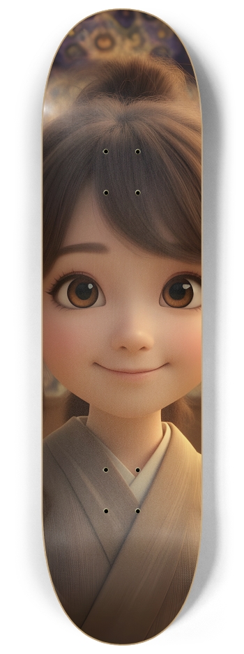 Japanese Woman & Fractal Zen #22 #2 8-1/4 Skateboard Deck