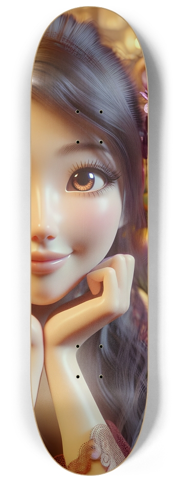Japanese Woman & Fractal Zen #11 #3 8-1/4 Skateboard Deck
