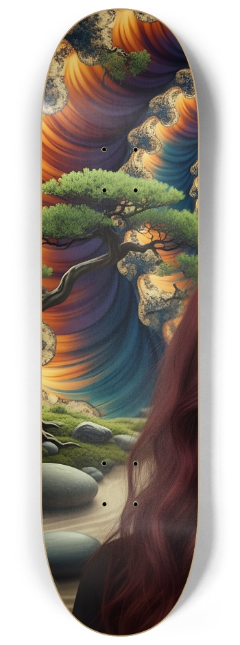Japanese Woman & Fractal Zen #26 #1 8-1/4 Skateboard Deck