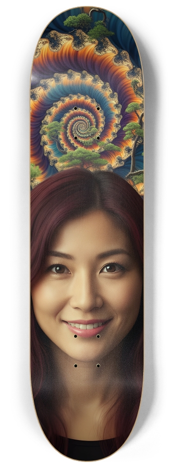 Japanese Woman & Fractal Zen #26 #2 8-1/4 Skateboard Deck