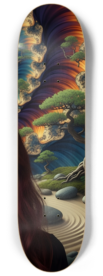 Japanese Woman & Fractal Zen #26 #3 8-1/4 Skateboard Deck