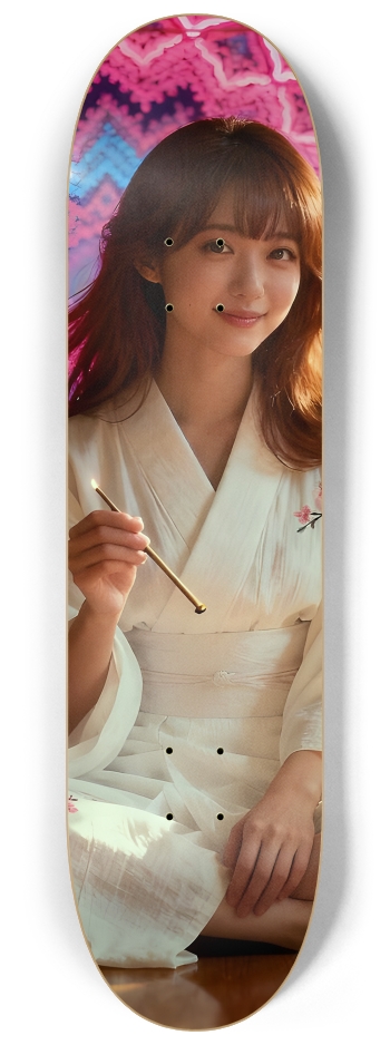 Japanese Woman & Fractal Zen #4 #2 8-1/4 Skateboard Deck