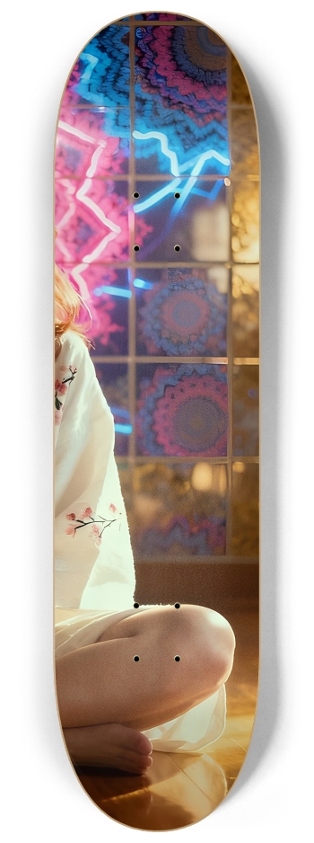 Japanese Woman & Fractal Zen #4 #3 8-1/4 Skateboard Deck