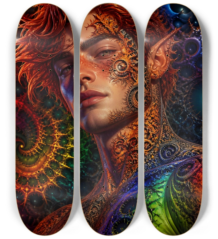 Psychedelic Gay Fractal Auburn Elf #1 3 Deck Wall Series