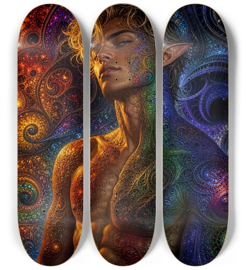 Psychedelic Gay Fractal Dirty Blonde Elf #14 3 Deck Wall Series