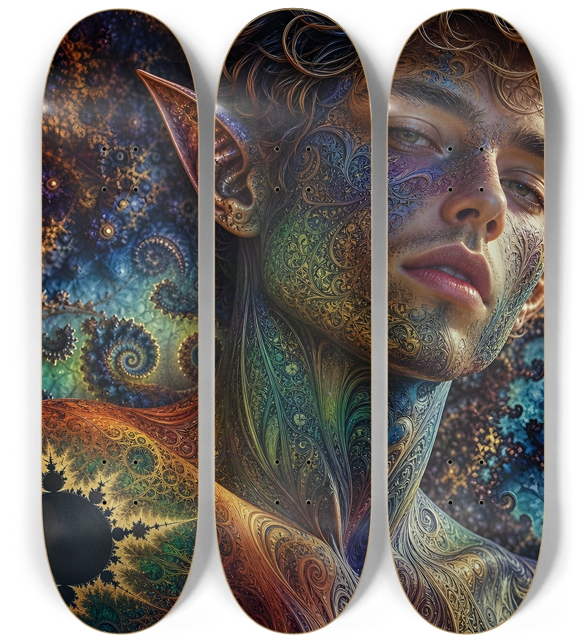Psychedelic Gay Fractal Dirty Blonde Elf #1 3 Deck Wall Series
