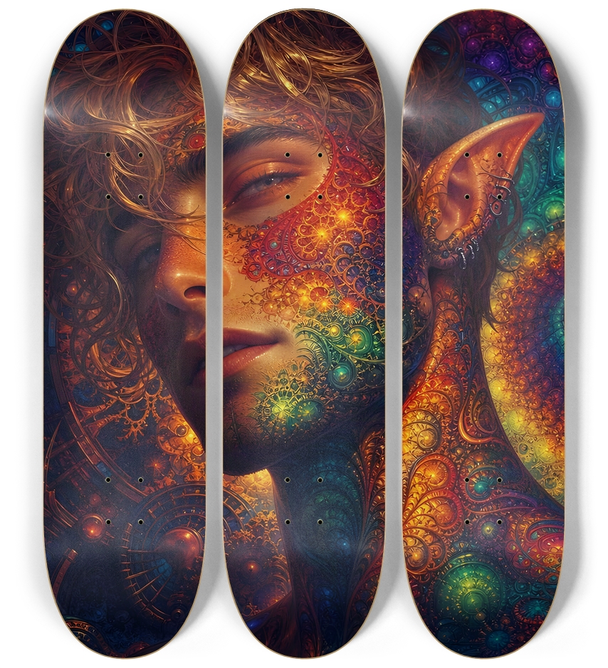 Psychedelic Gay Fractal Dirty Blonde Elf #6 3 Deck Wall Series