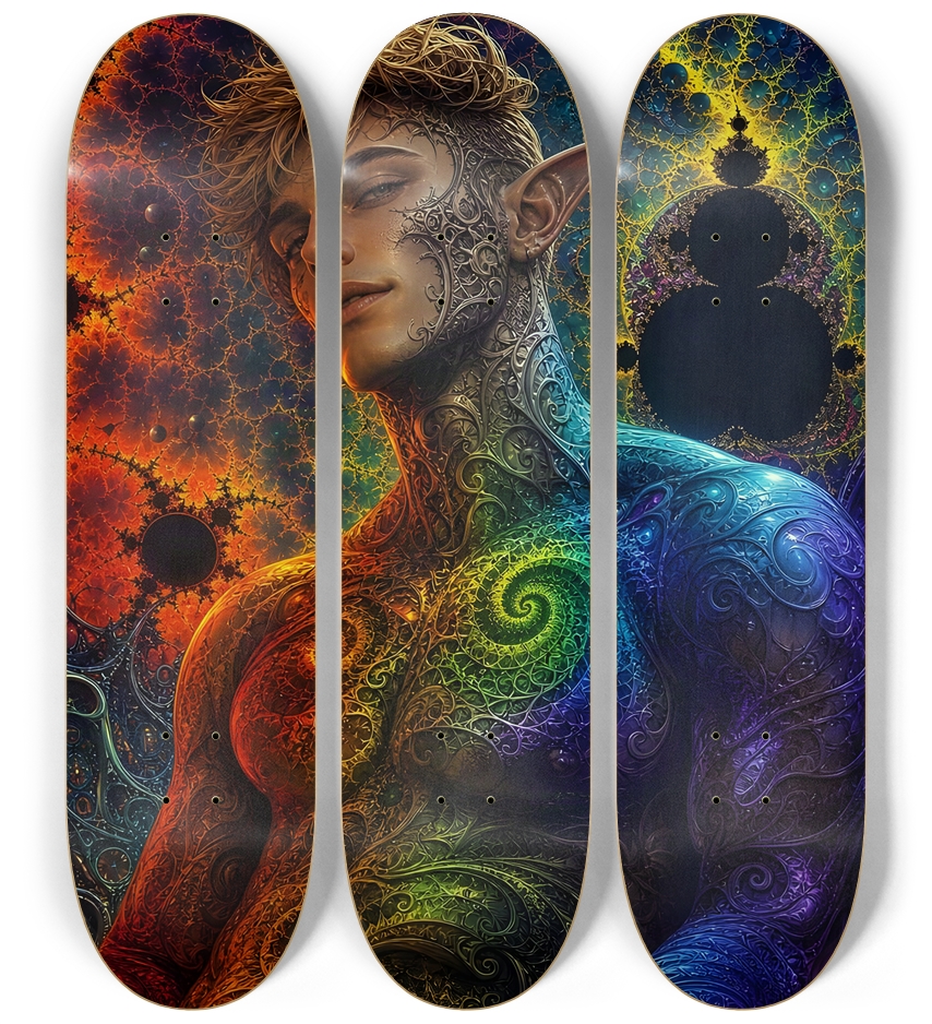 Psychedelic Gay Fractal Dirty Blonde Elf #13 3 Deck Wall Series
