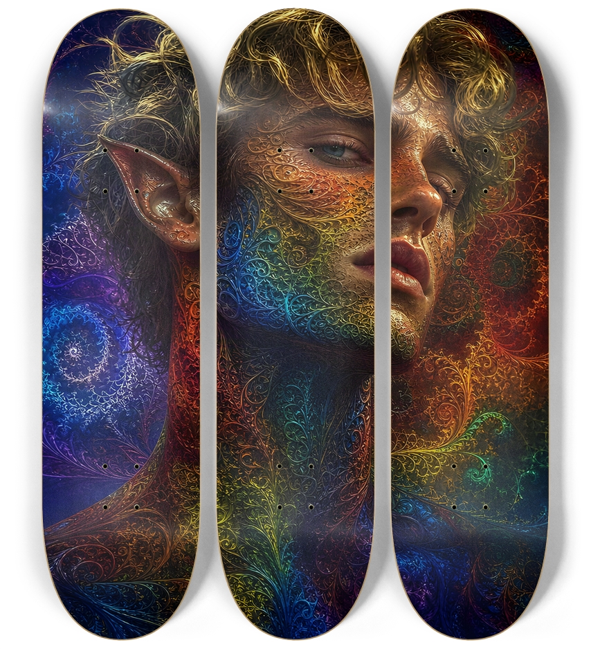 Psychedelic Gay Fractal Dirty Blonde Elf #7 3 Deck Wall Series