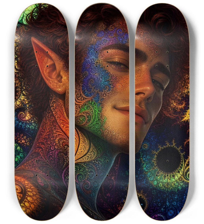 Psychedelic Gay Fractal Auburn Elf #14 3 Deck Wall Series