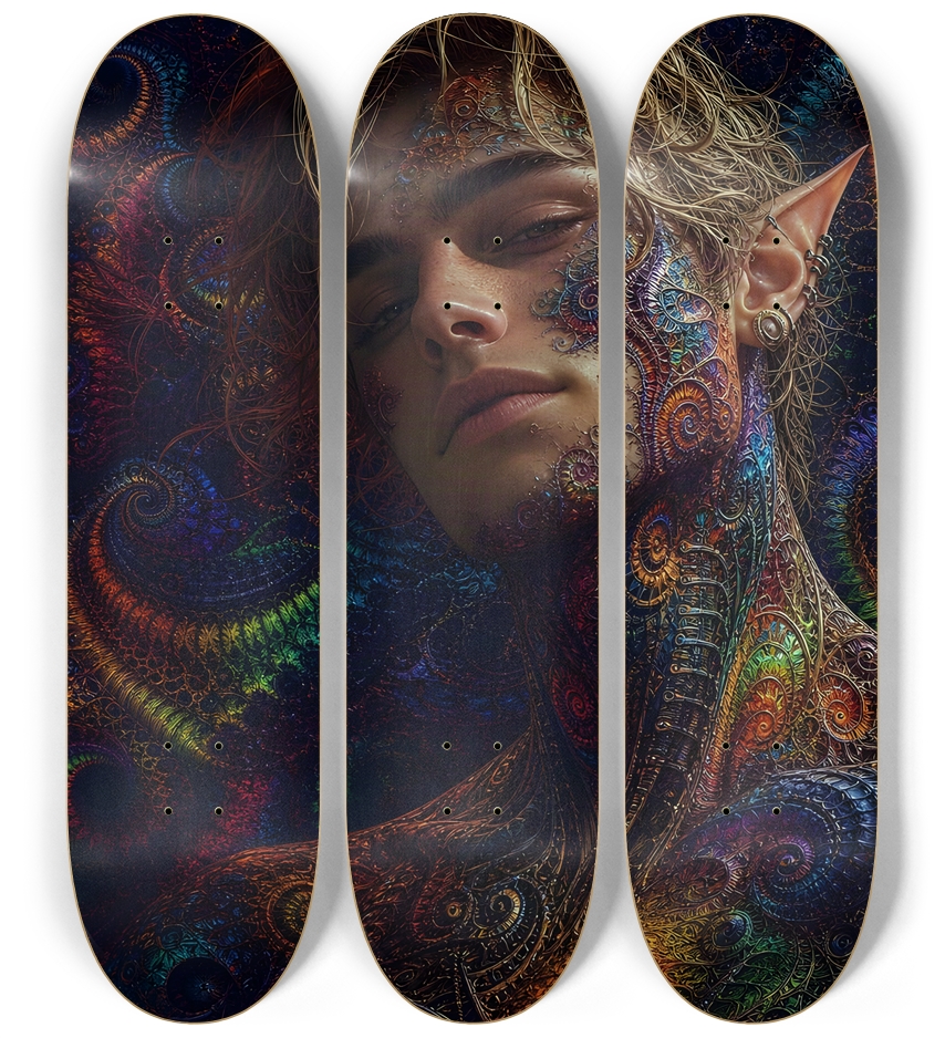 Psychedelic Gay Fractal Dirty Blonde Elf #2 3 Deck Wall Series