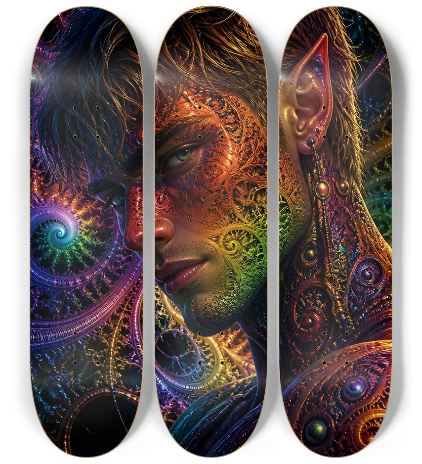 Psychedelic Gay Fractal Dirty Blonde Elf #17 3 Deck Wall Series