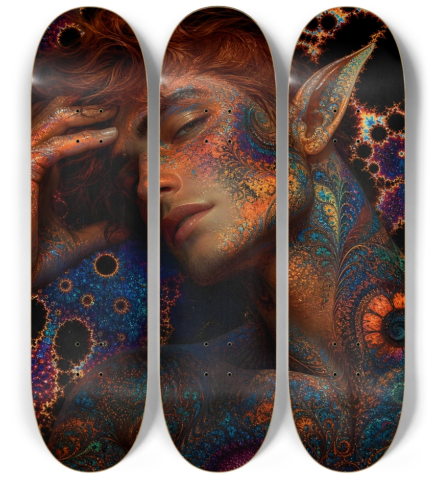Psychedelic Gay Fractal Auburn Elf #28 3 Deck Wall Series
