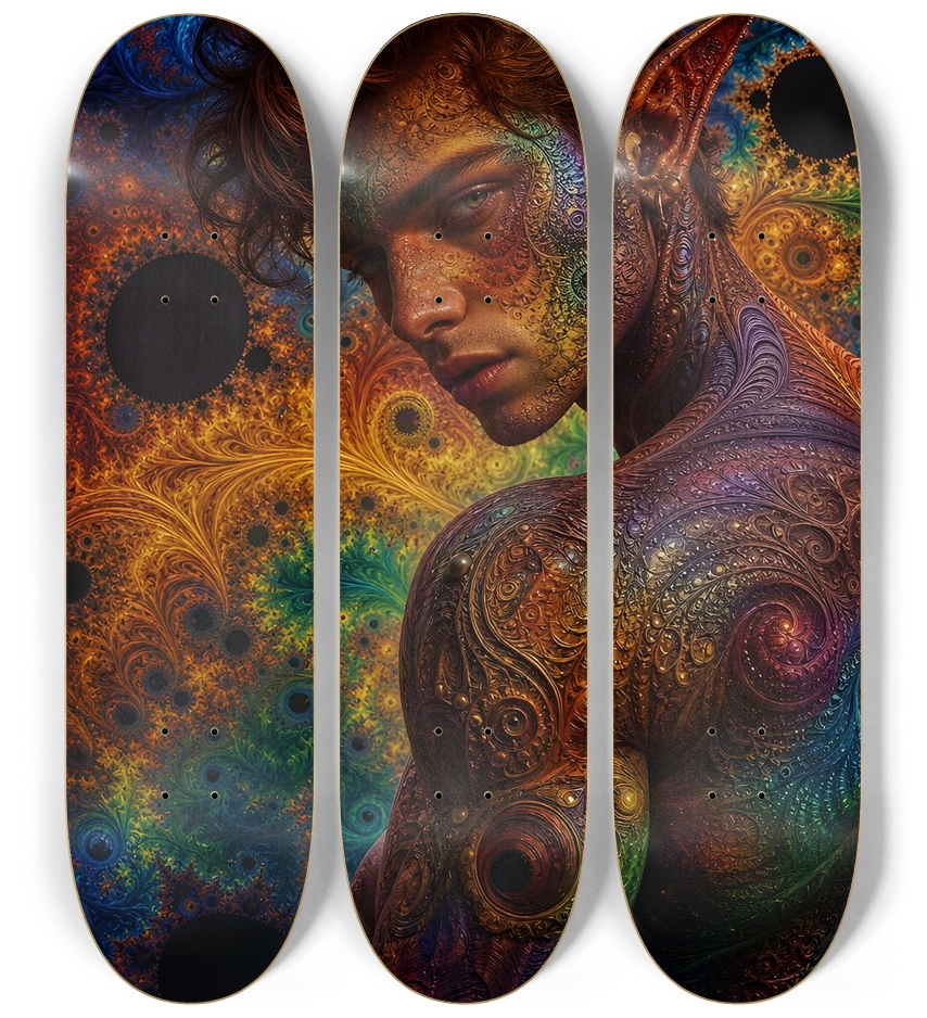 Psychedelic Gay Fractal Auburn Elf #27 3 Deck Wall Series