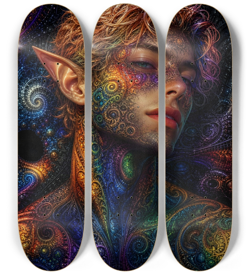 Psychedelic Gay Fractal Dirty Blonde Elf #16 3 Deck Wall Series