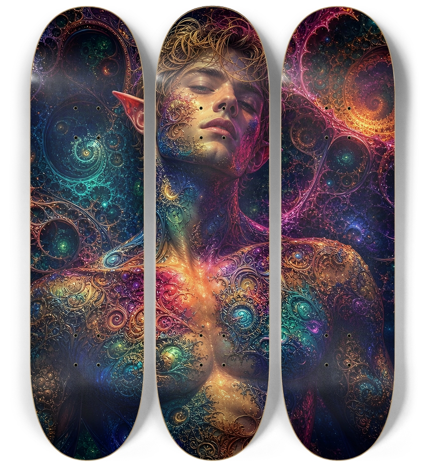 Psychedelic Gay Fractal Dirty Blonde Elf #15 3 Deck Wall Series