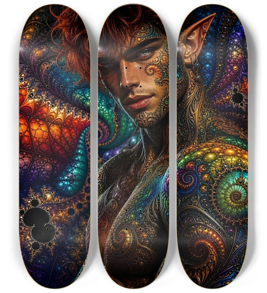 Psychedelic Gay Fractal Auburn Elf #29 3 Deck Wall Series