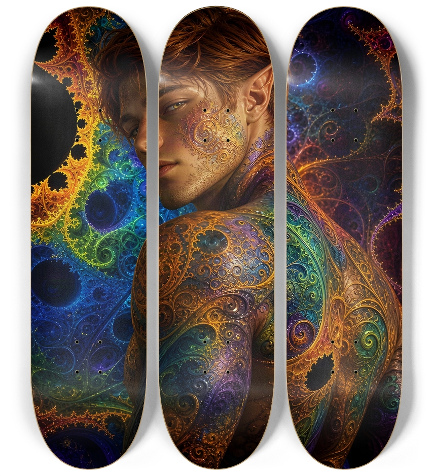 Psychedelic Gay Fractal Auburn Elf #16 3 Deck Wall Series