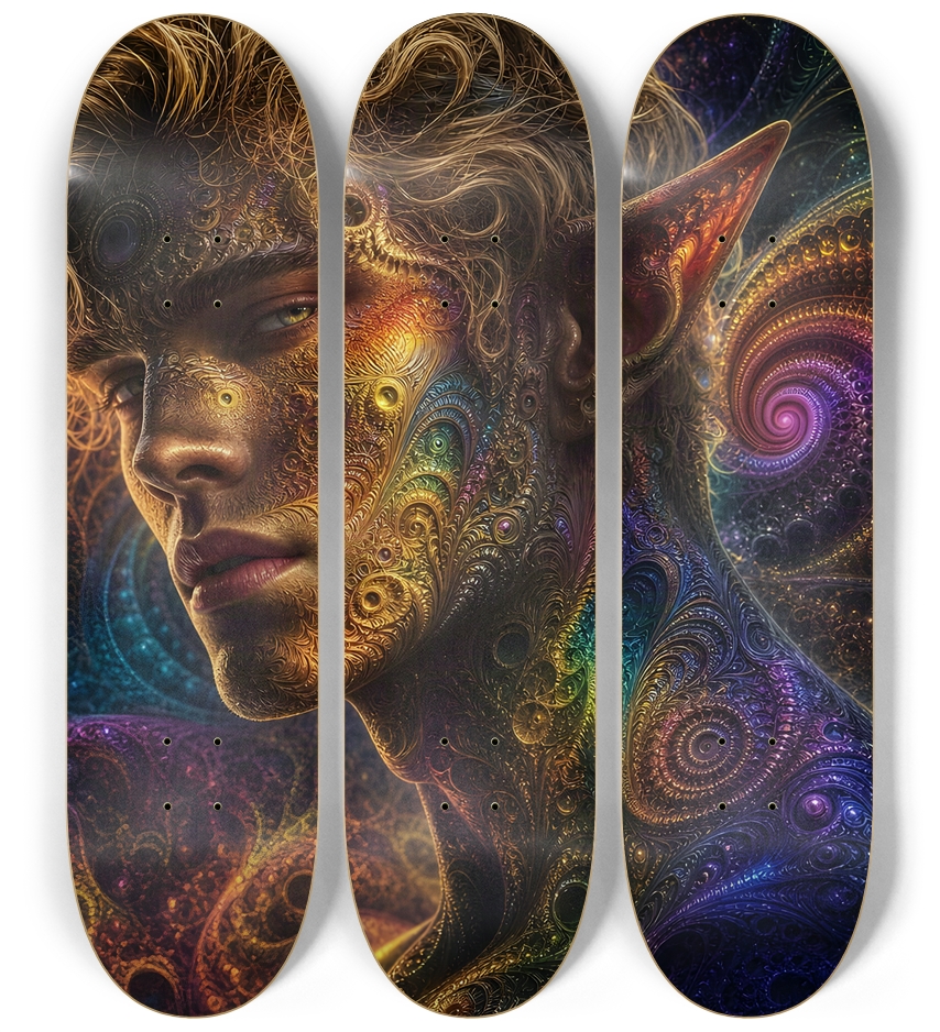 Psychedelic Gay Fractal Dirty Blonde Elf #9 3 Deck Wall Series