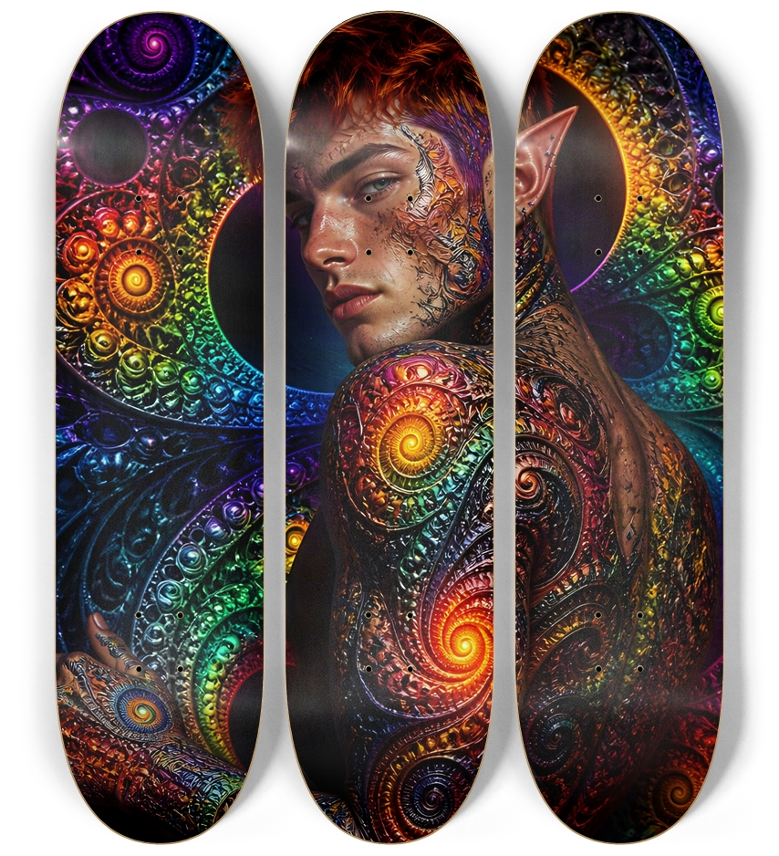 Psychedelic Gay Fractal Auburn Elf #23 3 Deck Wall Series