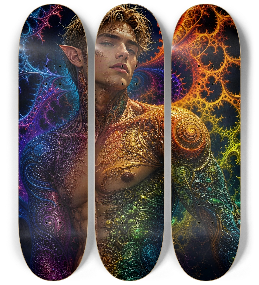 Psychedelic Gay Fractal Dirty Blonde Elf #19 3 Deck Wall Series