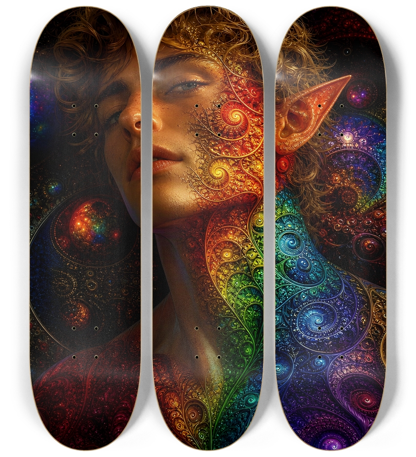 Psychedelic Gay Fractal Dirty Blonde Elf #8 3 Deck Wall Series