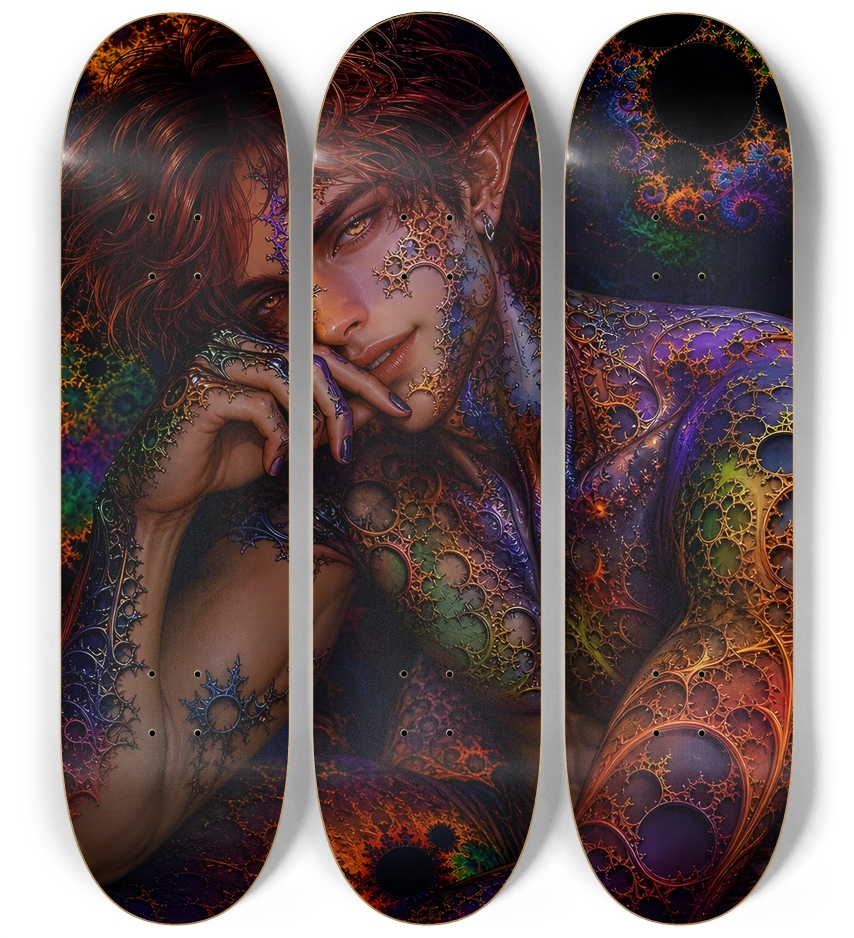 Psychedelic Gay Fractal Auburn Elf #4 3 Deck Wall Series
