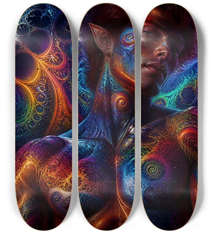 Psychedelic Gay Fractal Auburn Elf #19 3 Deck Wall Series
