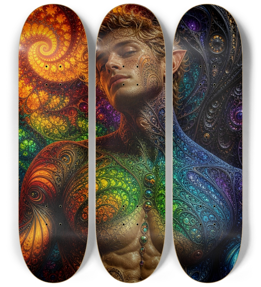 Psychedelic Gay Fractal Dirty Blonde Elf #18 3 Deck Wall Series