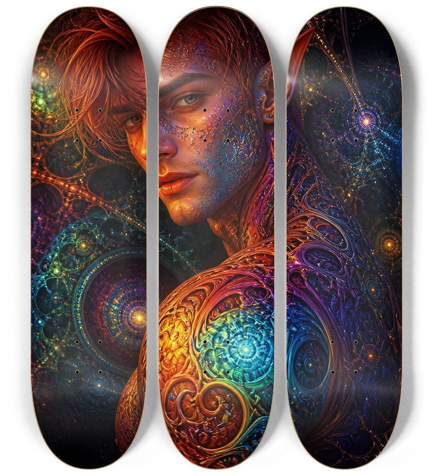 Psychedelic Gay Fractal Auburn Elf #3 3 Deck Wall Series