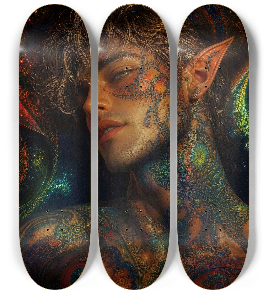 Psychedelic Gay Fractal Dirty Blonde Elf #5 3 Deck Wall Series